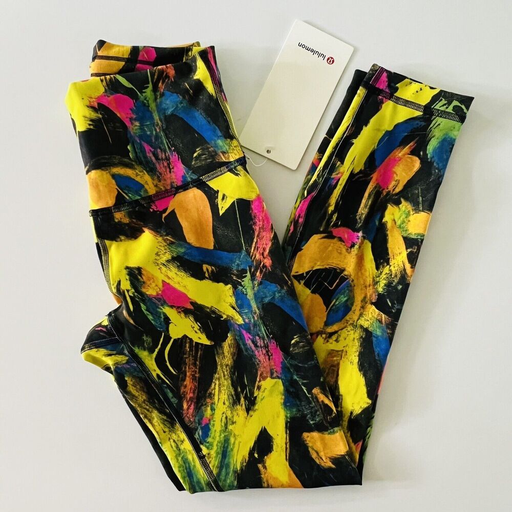LULULEMON ATHLETICA Undertone Black Multi Wunder Train HR Tight 25" Leggings-US4
